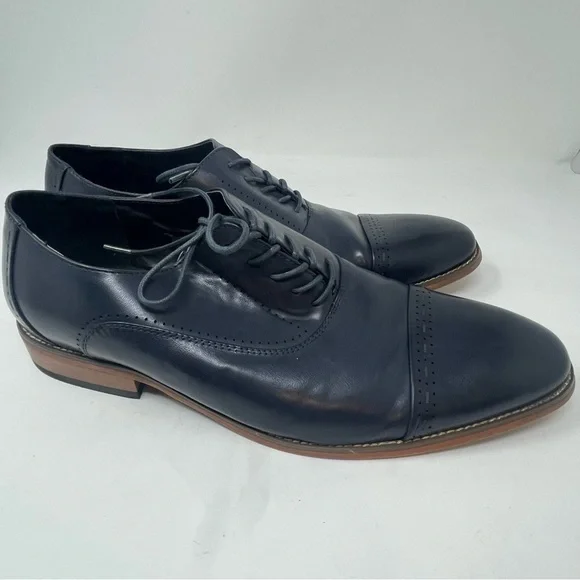 Reaction Kenneth Cole Men's Dark Blue Cap Toe Oxford Dress Shoes 3